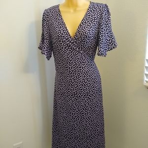 Who What Wear Wrap Dress Blue Purple Polka Dot M